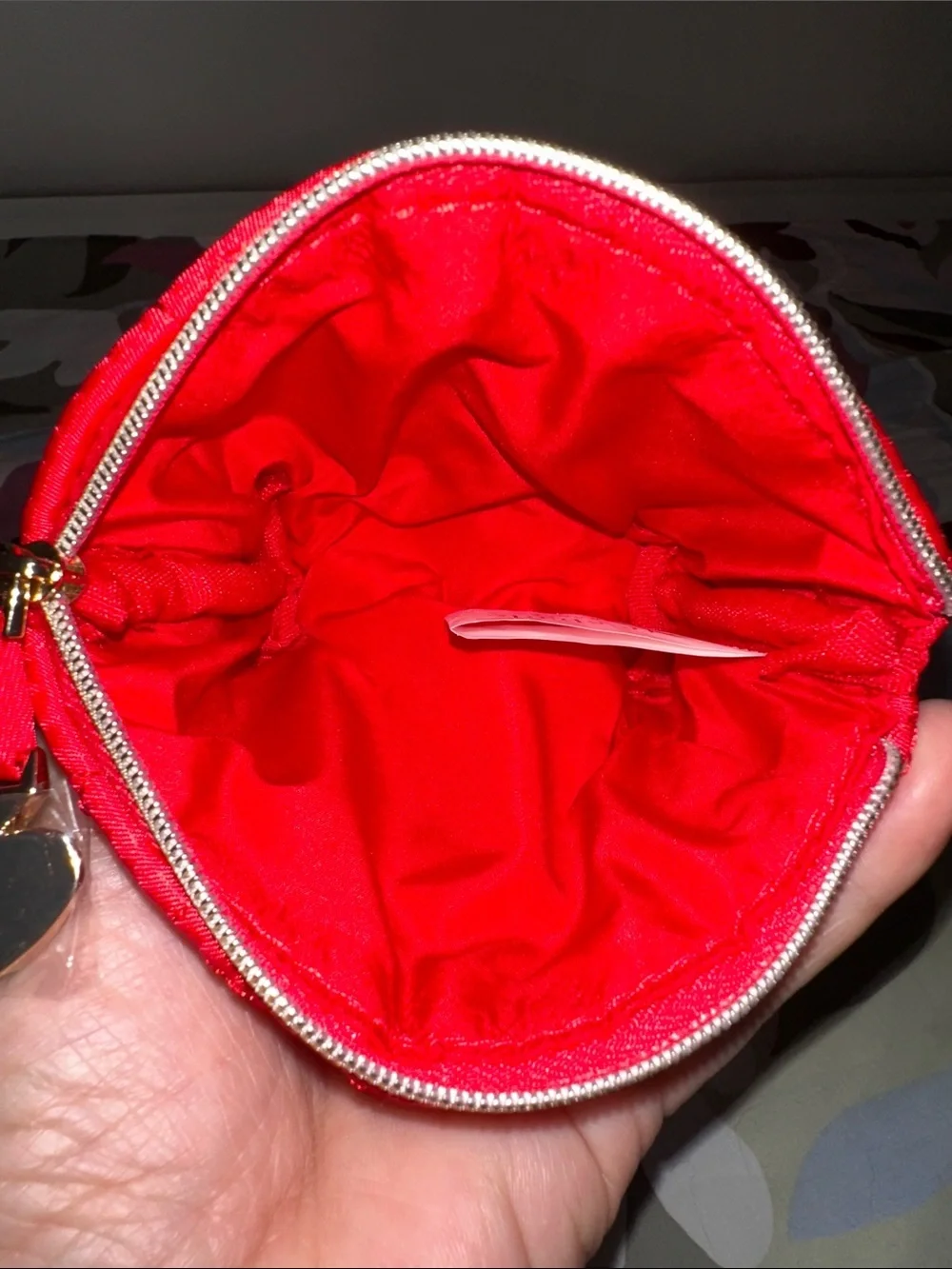 kate spade Red Quilted Cosmetic Pouch/Coin Case with Sample Perfumes